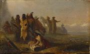 Alfred Jacob Miller Scene of Trappers and Indians oil on canvas